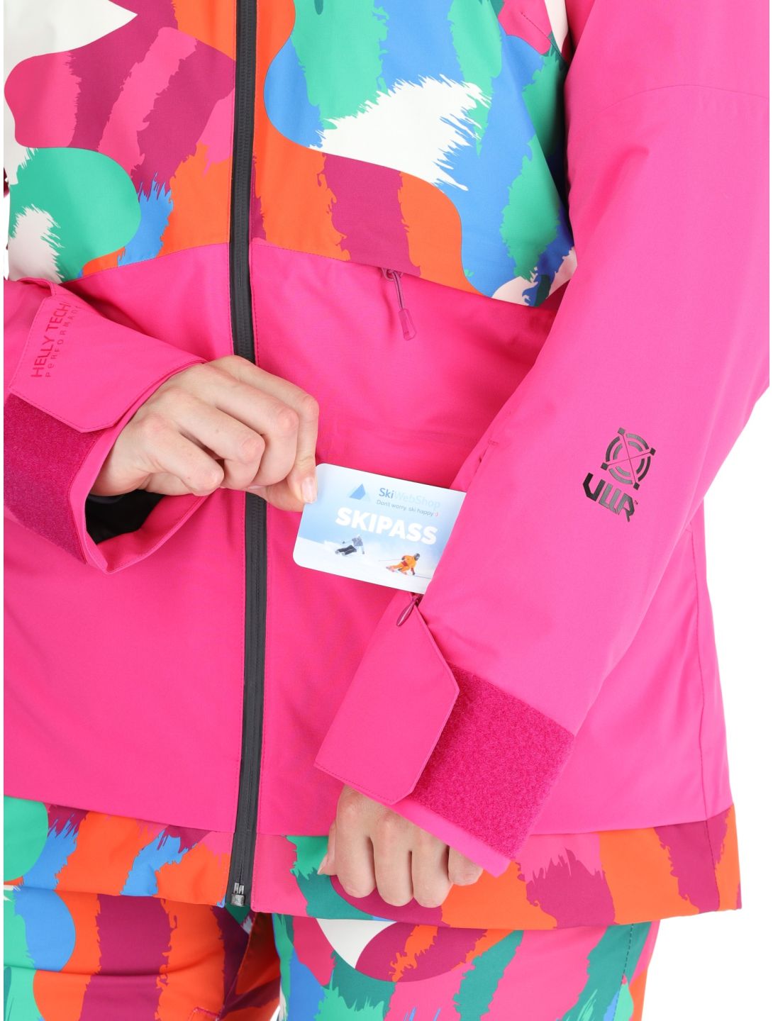 Helly Hansen, W Powchaser 2.0 ski jacket women JPB AOP multicolor, pink 