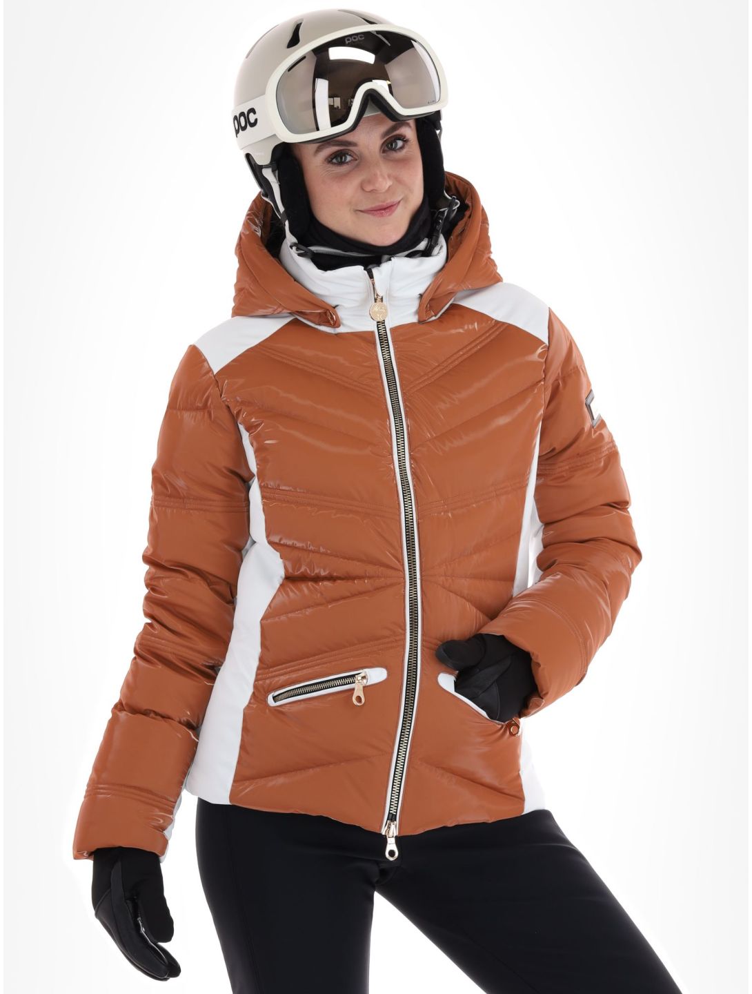 High Society, Alyssa ski jacket women Marone / White brown, white 