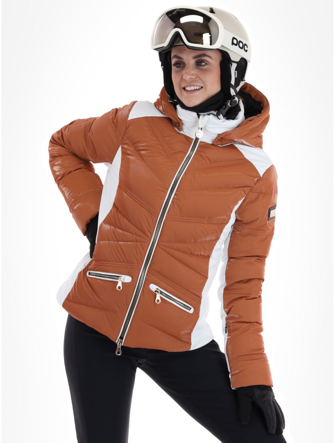 High Society, Alyssa ski jacket women Marone / White brown, white 