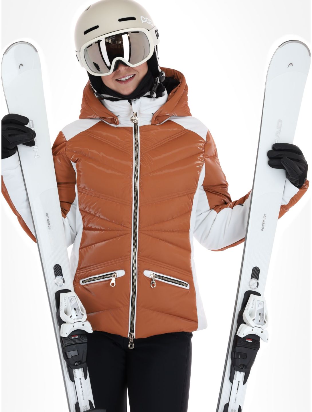 High Society, Alyssa ski jacket women Marone / White brown, white 