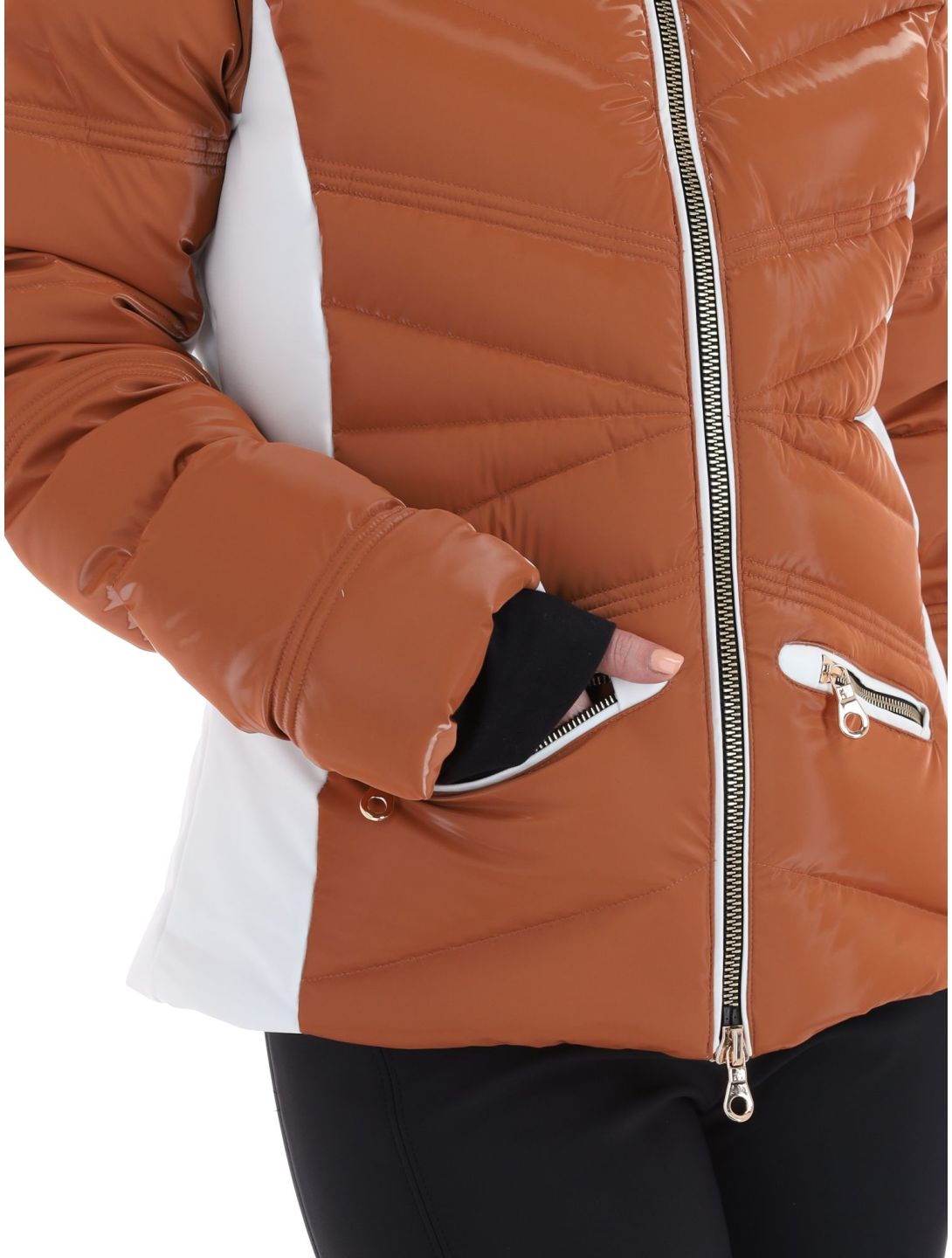 High Society, Alyssa ski jacket women Marone / White brown, white 