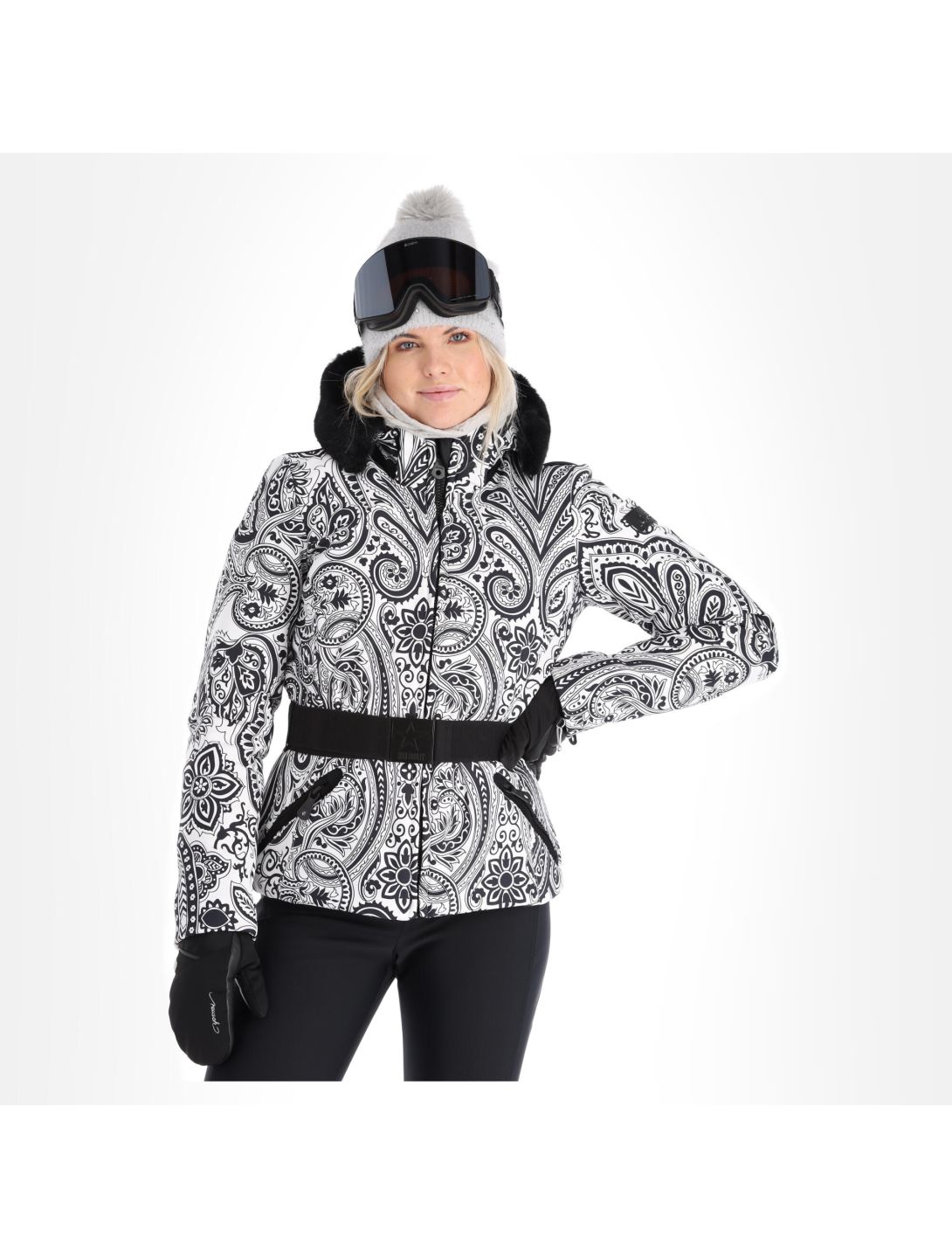 High Society, Elea ski jacket women paisley print black 