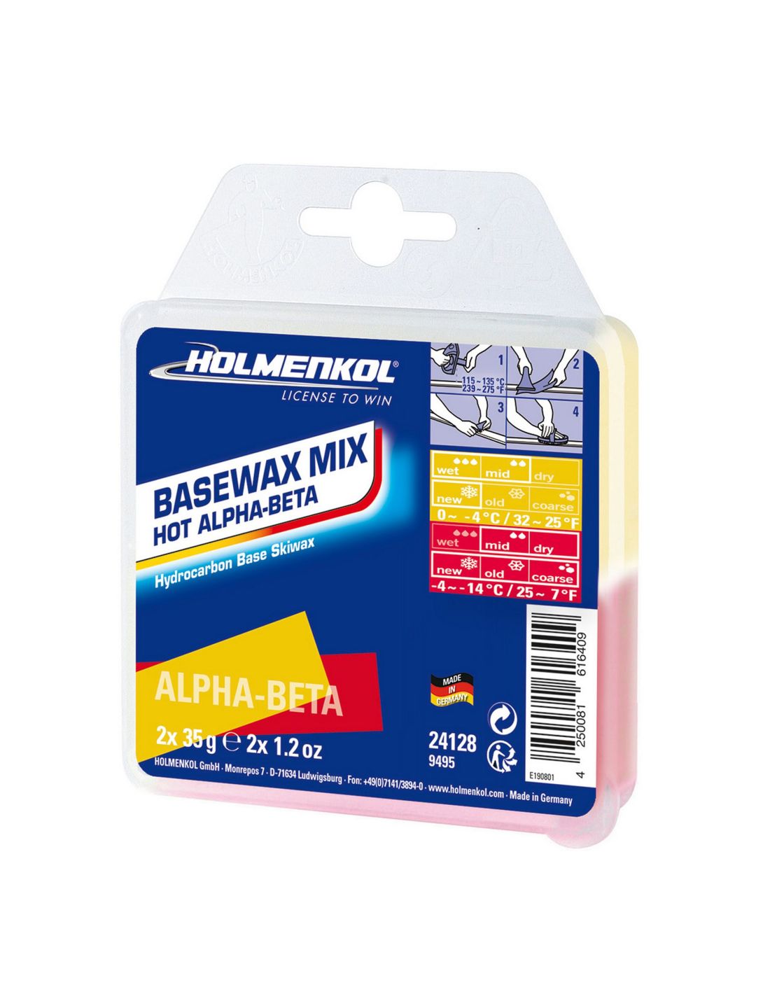 Holmenkol, Basewax Mix HOT Alpha-Beta 2x35g maintenance product unisex 