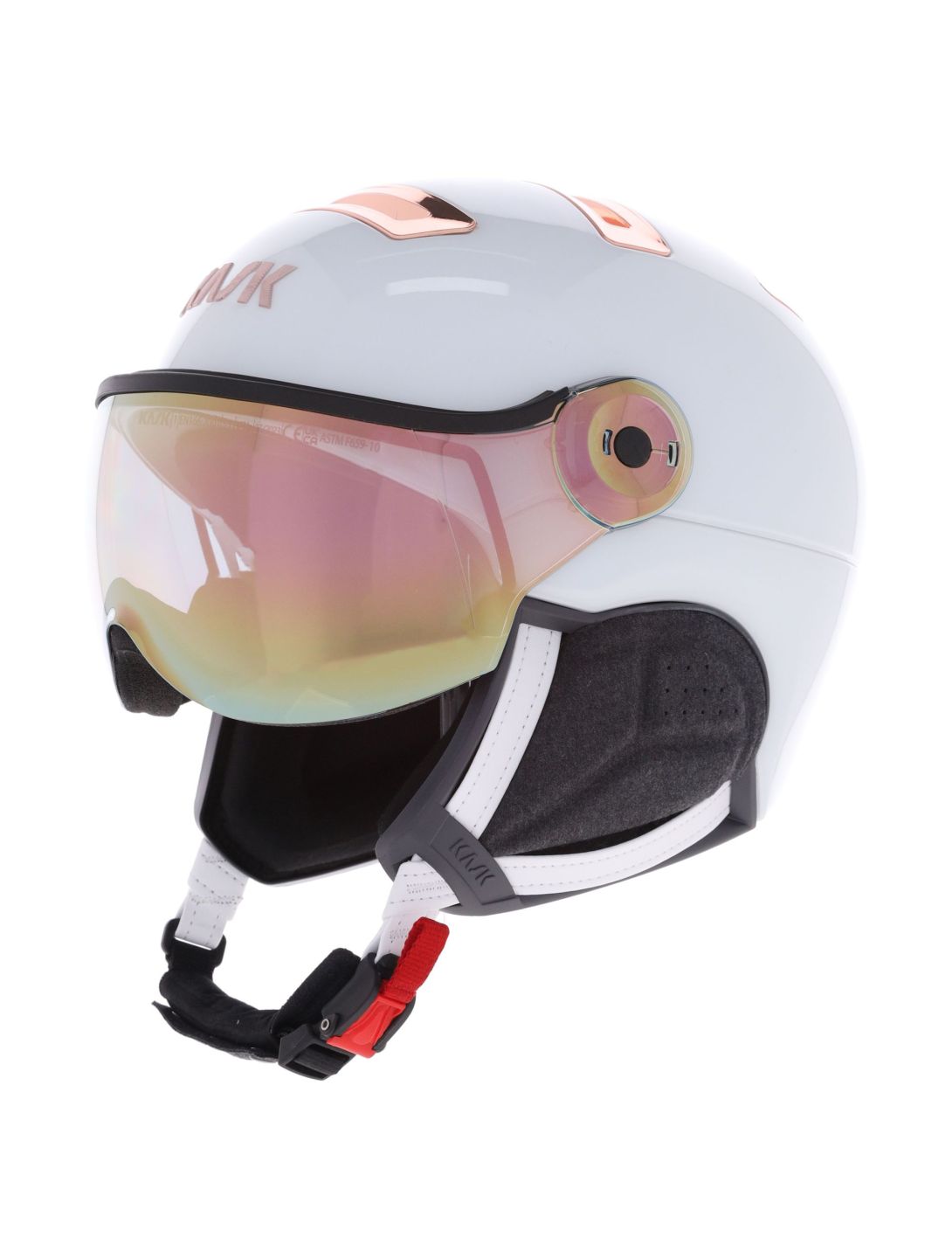 White helmet hot sale gold visor