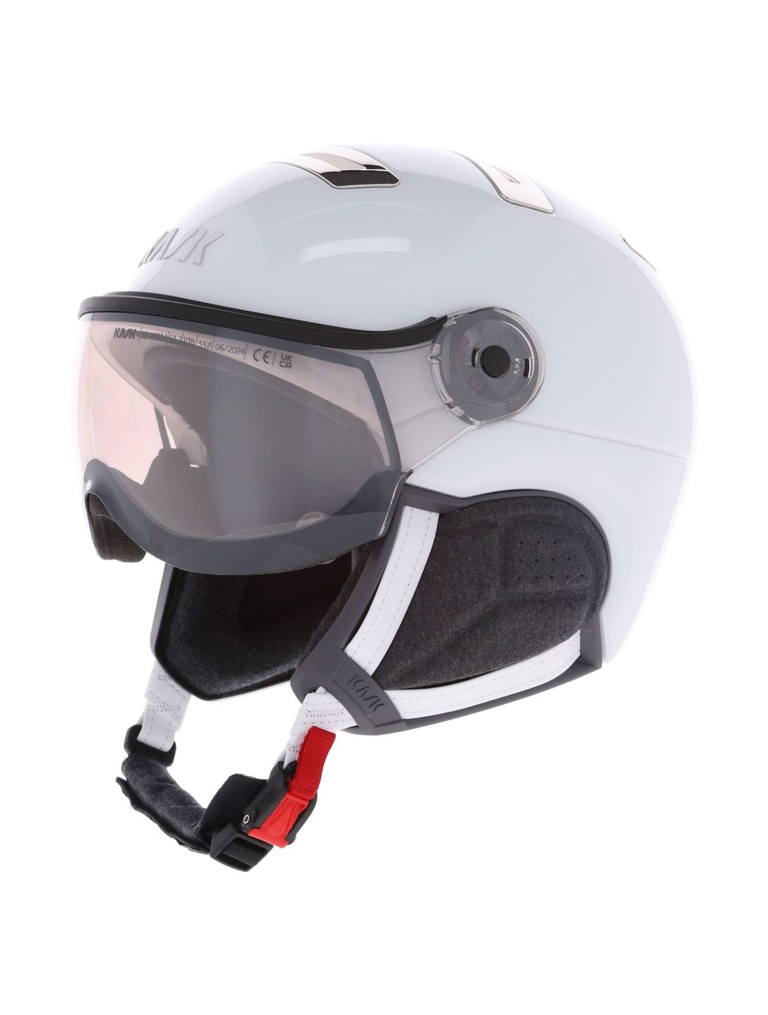 Kask, Piuma-R Chrome Visor ski helmet with visor unisex White/Silver white, Zilver 