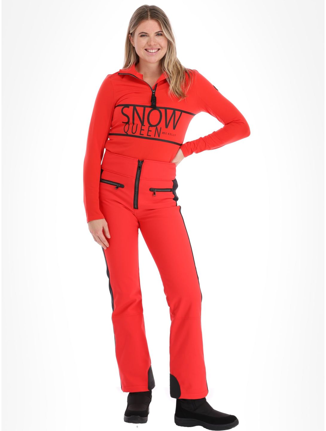 Kelly, April softshell ski pants women Red / Black black, red 