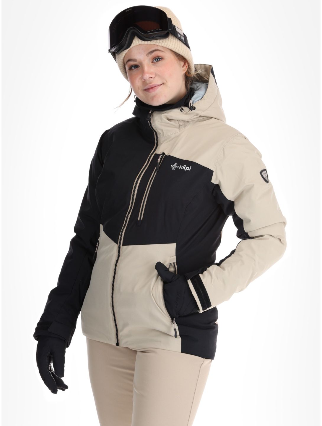 Kilpi, Flip ski jacket women Beige beige, black 