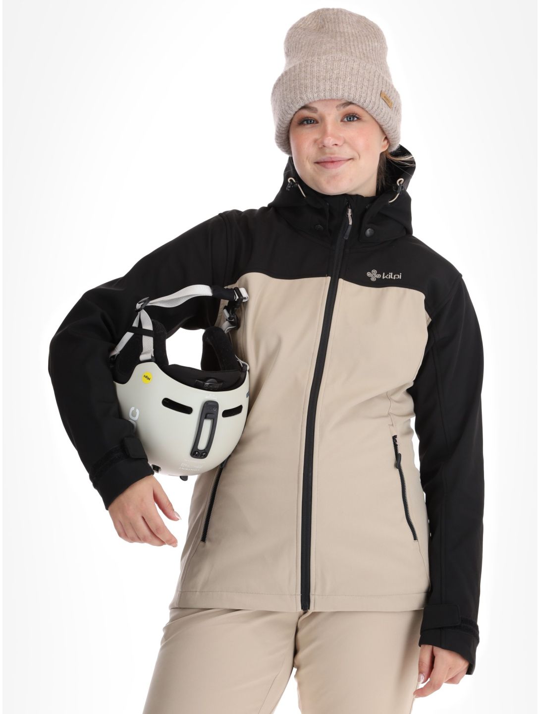 Kilpi, Ravia softshell ski jacket women Beige beige, black 