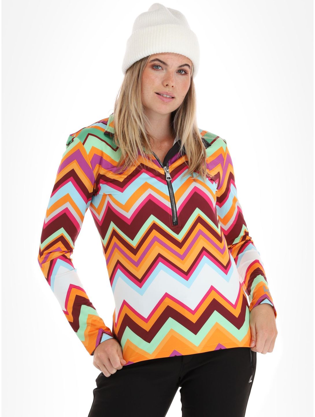 Kou Sportswear, Chevron pullover women Colourful green, multicolor, orange 