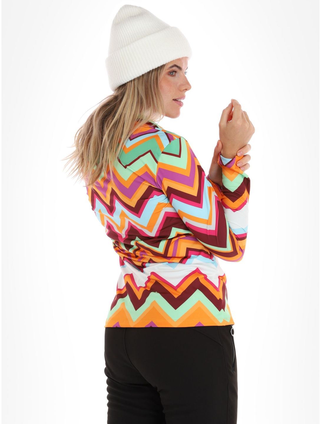 Kou Sportswear, Chevron pullover women Colourful green, multicolor, orange 