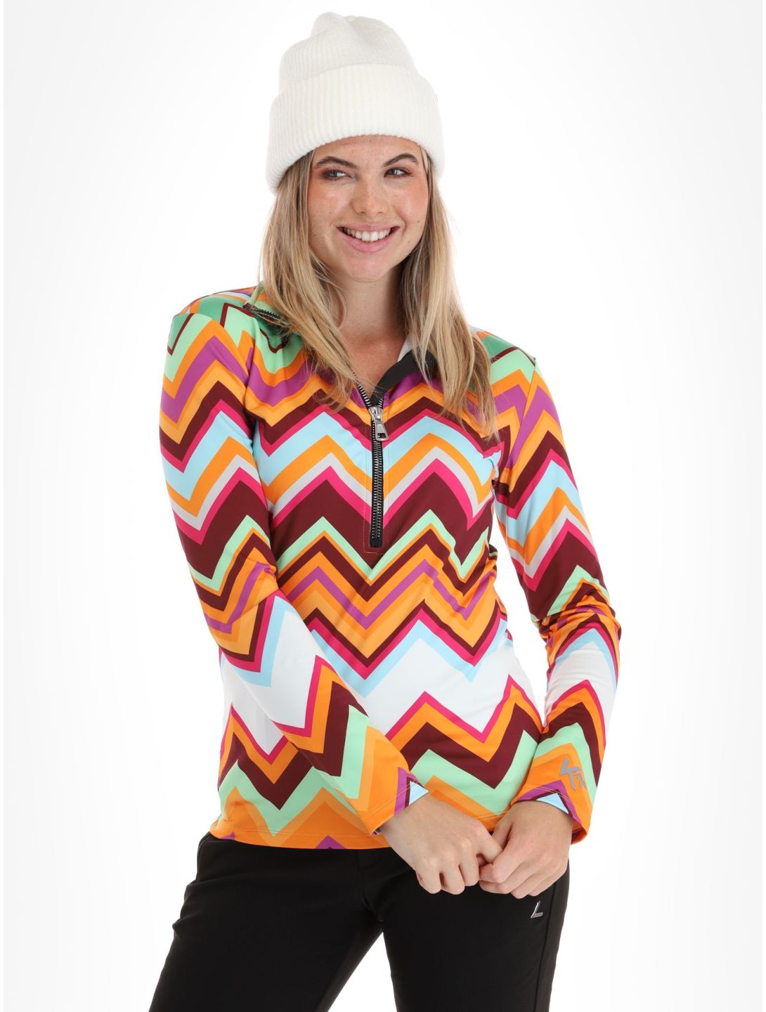 Kou Sportswear, Chevron pullover women Colourful green, multicolor, orange 