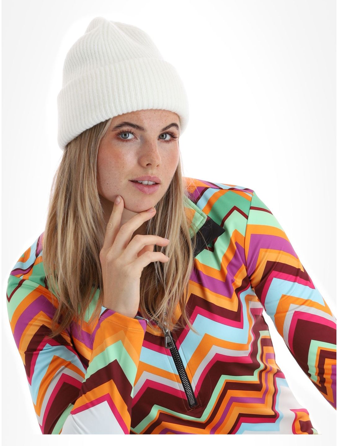 Kou Sportswear, Chevron pullover women Colourful green, multicolor, orange 