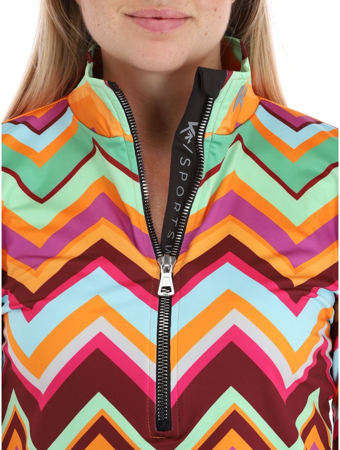 Kou Sportswear Chevron pullover women Colourful green multicolor orange SkiWebShop