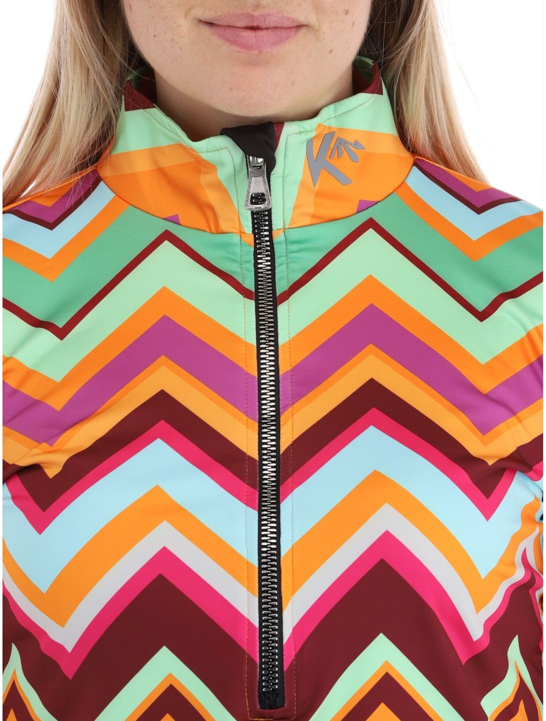 Kou Sportswear, Chevron pullover women Colourful green, multicolor, orange 