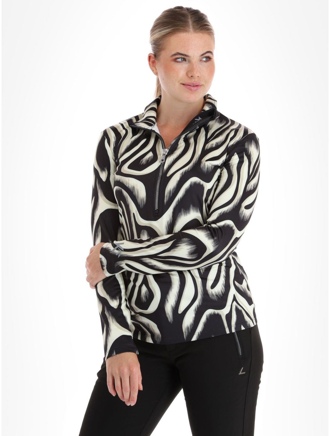 Kou Sportswear, Wild Print pullover women Black-Beige beige, black 