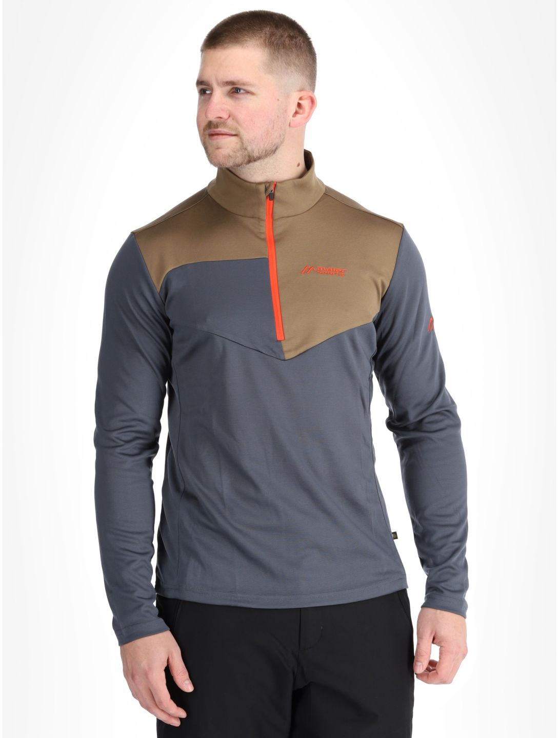 Maier Sports, Felian pullover men Graphite / Fawn brown, grey 