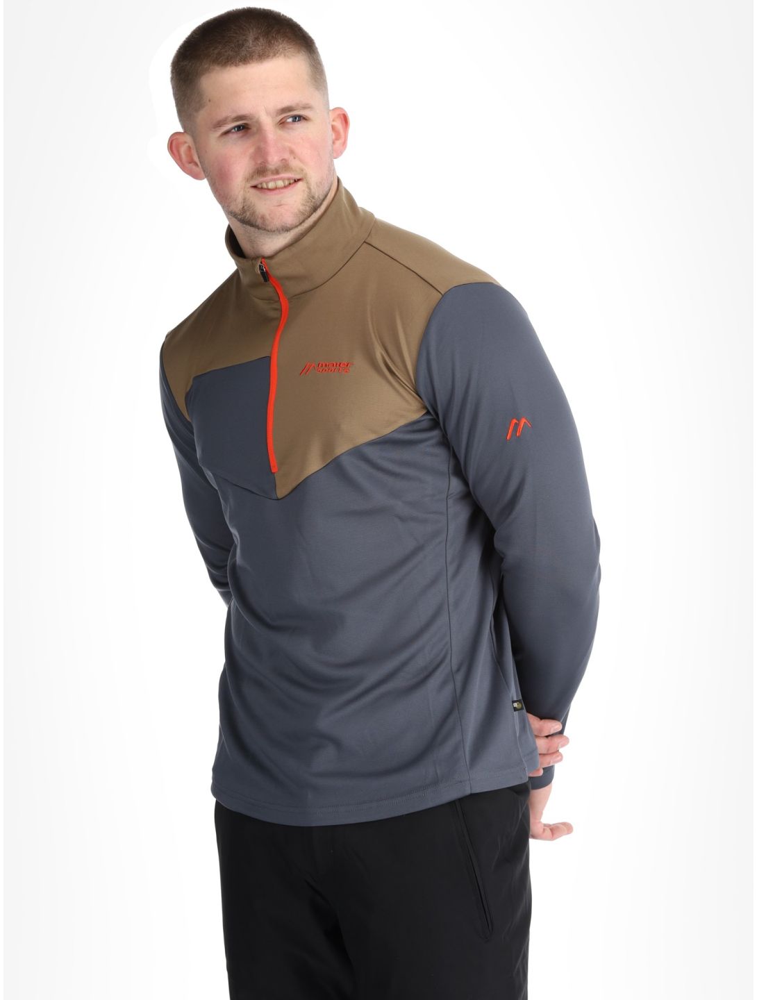 Maier Sports, Felian pullover men Graphite / Fawn brown, grey 