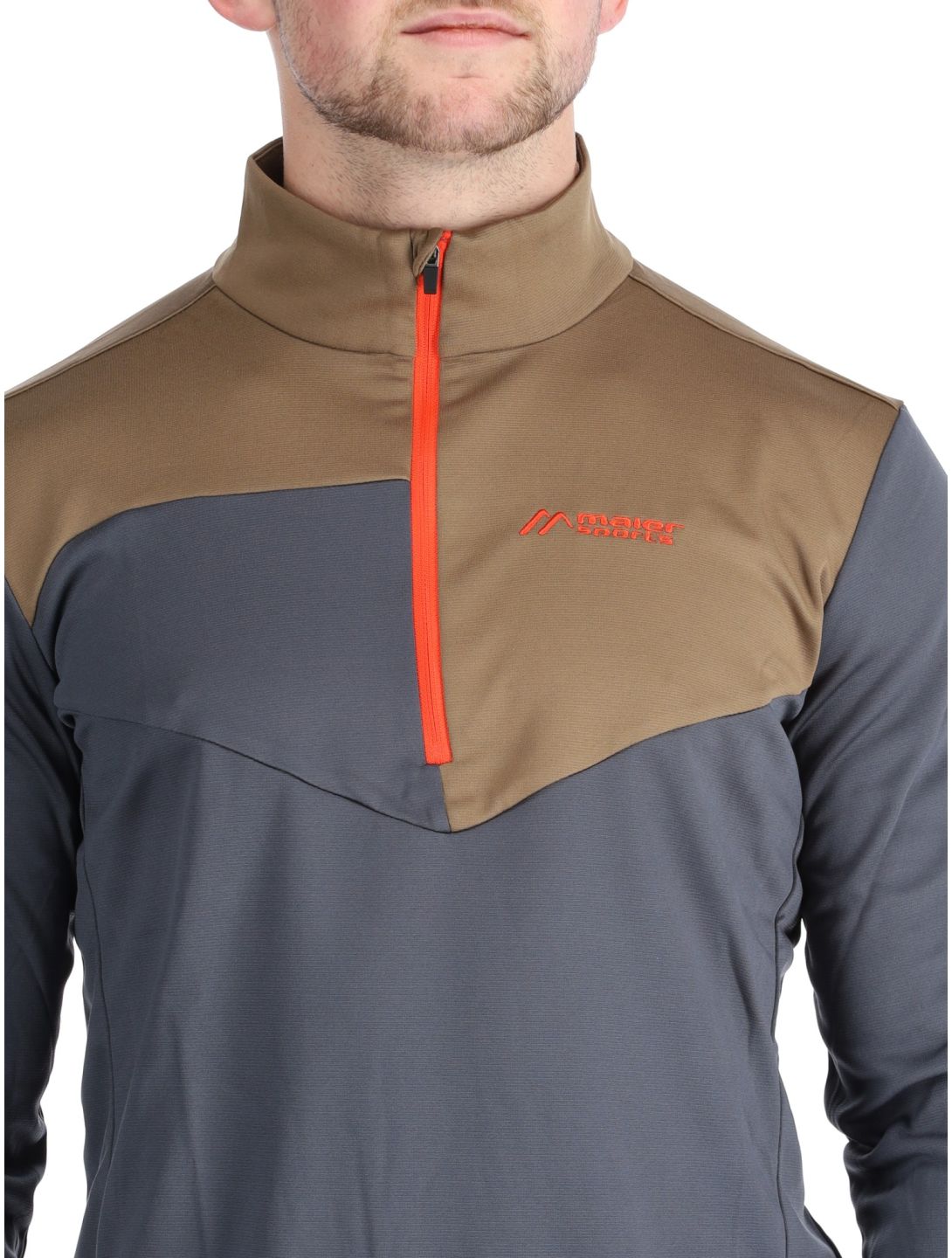 Maier Sports, Felian pullover men Graphite / Fawn brown, grey 