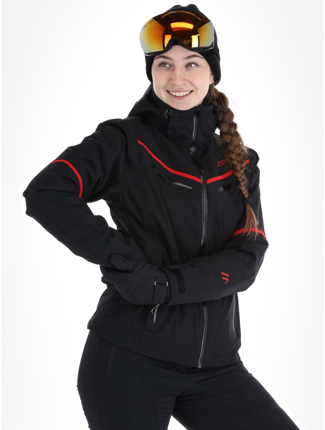 Maier Sports, Lunada ski jacket women Black / Salsa black, red 