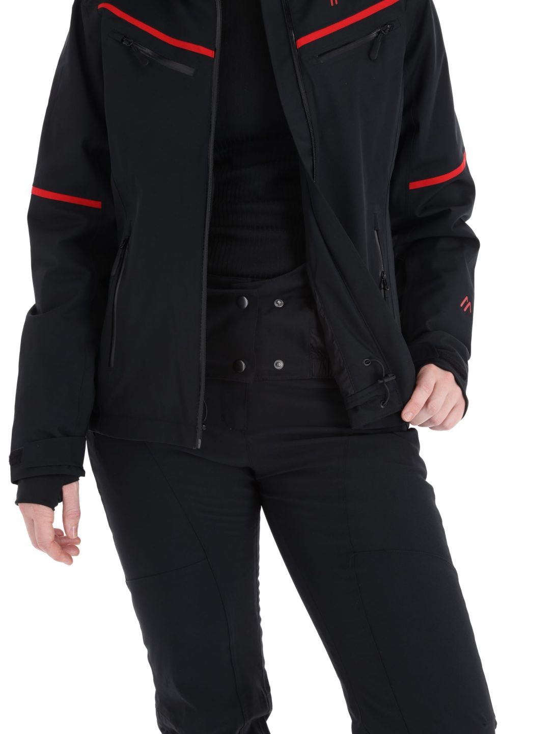 Maier Sports, Lunada ski jacket women Black / Salsa black, red 