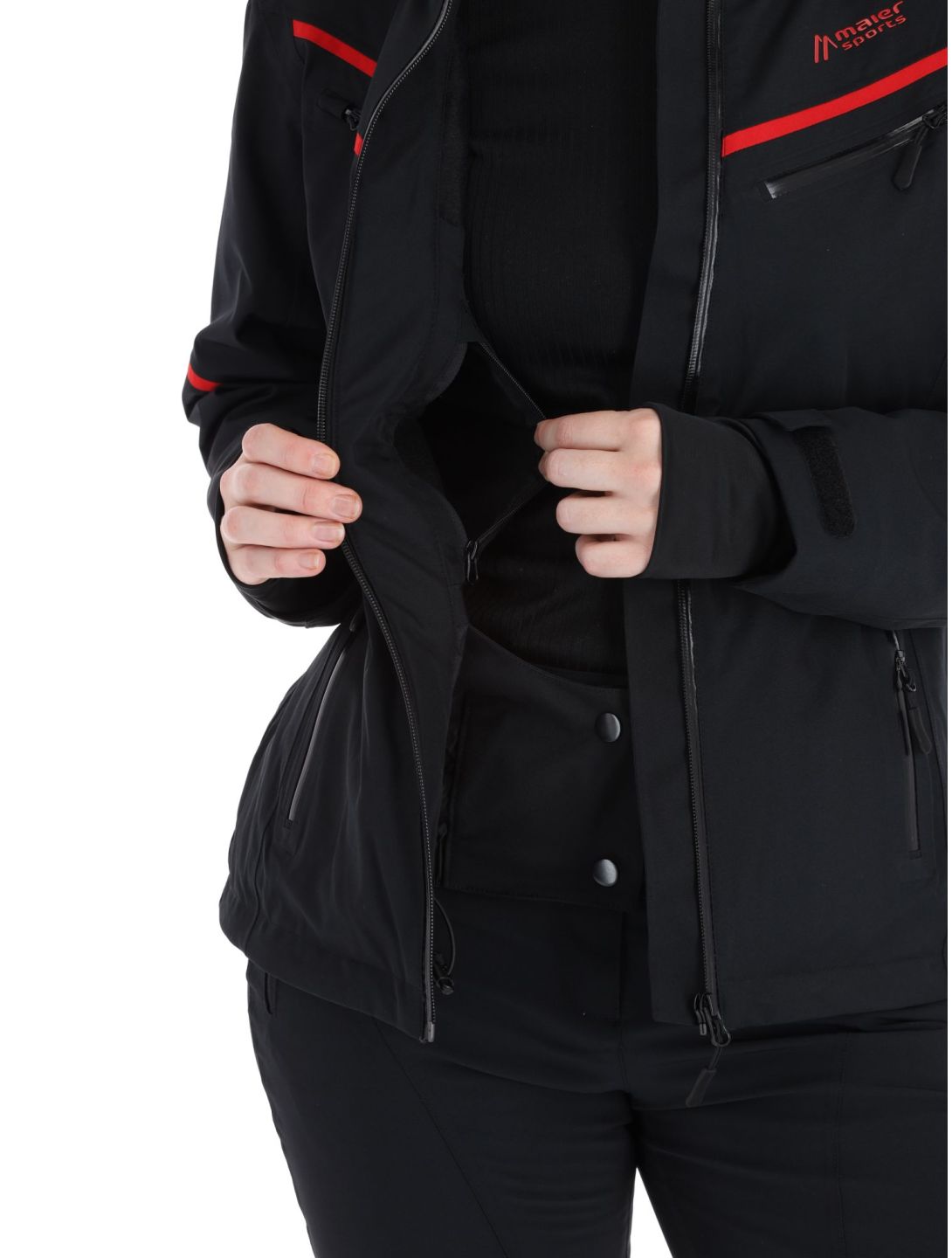 Maier Sports, Lunada ski jacket women Black / Salsa black, red 