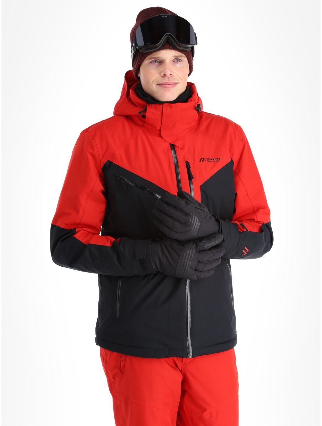 Maier Sports, Pajares ski jacket men Black / Salsa black, red 