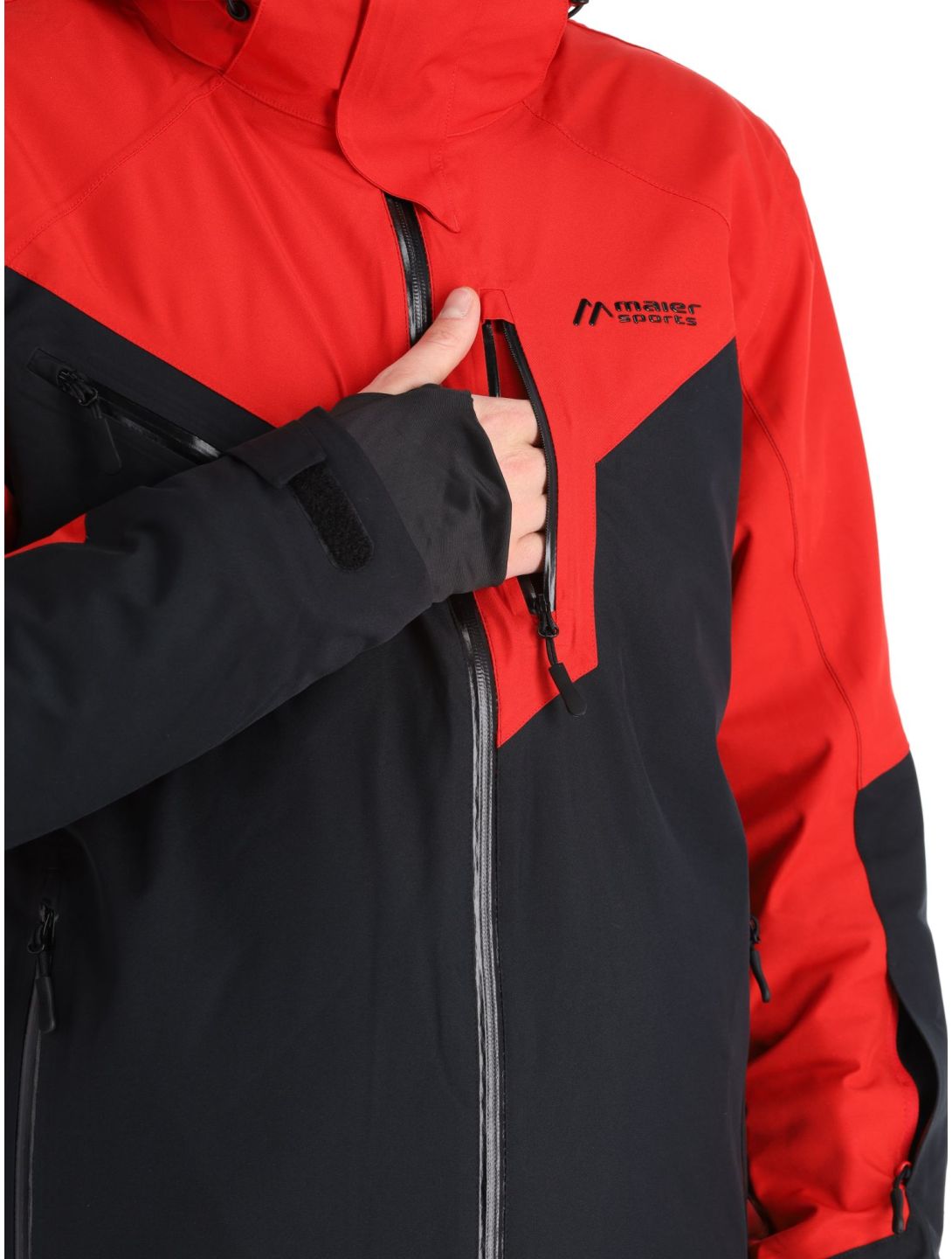 Maier Sports, Pajares ski jacket men Black / Salsa black, red 