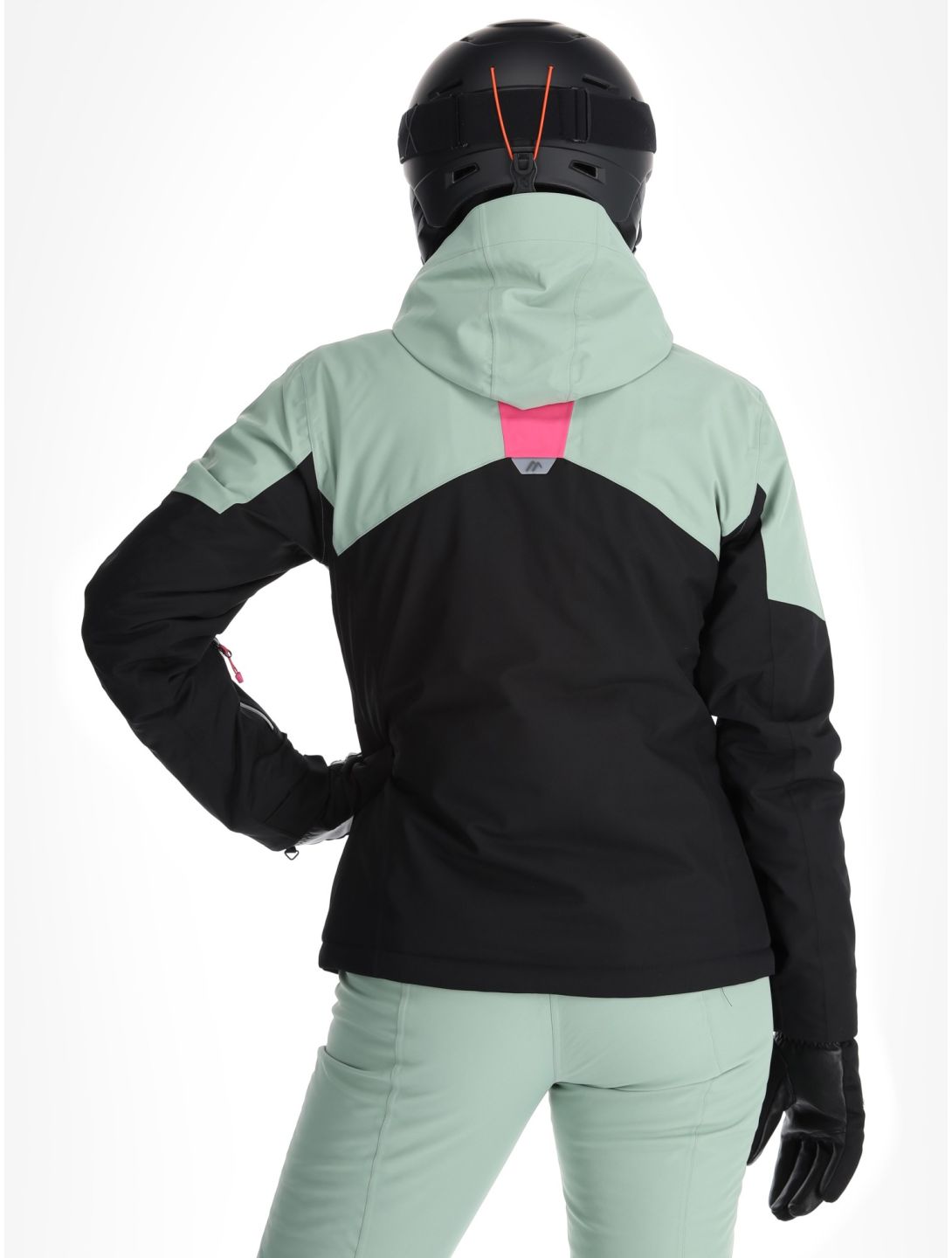 Maier Sports, Vidra ski jacket women Black / Luscious Moss / Pink Flambé black, green, pink 