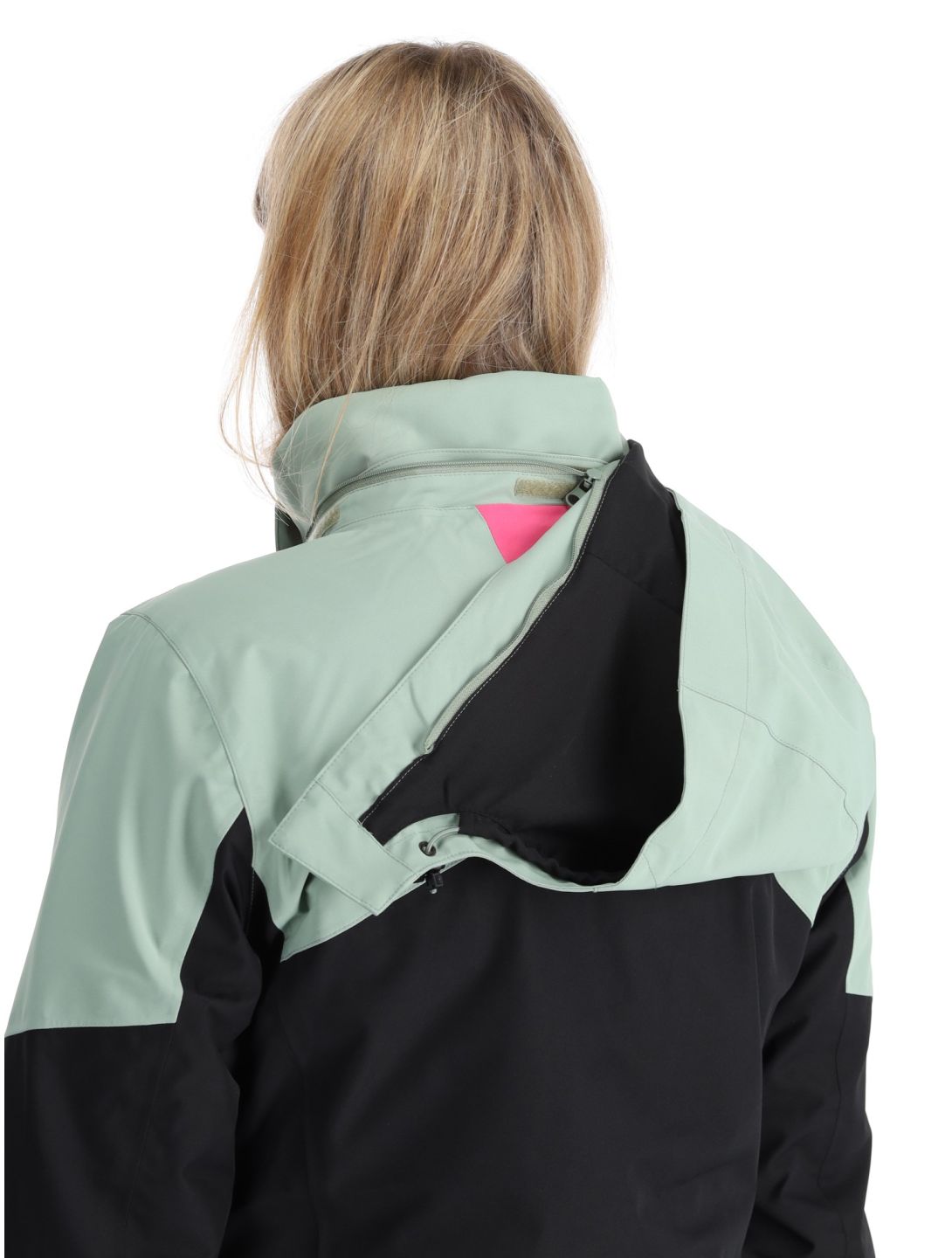 Maier Sports, Vidra ski jacket women Black / Luscious Moss / Pink Flambé black, green, pink 