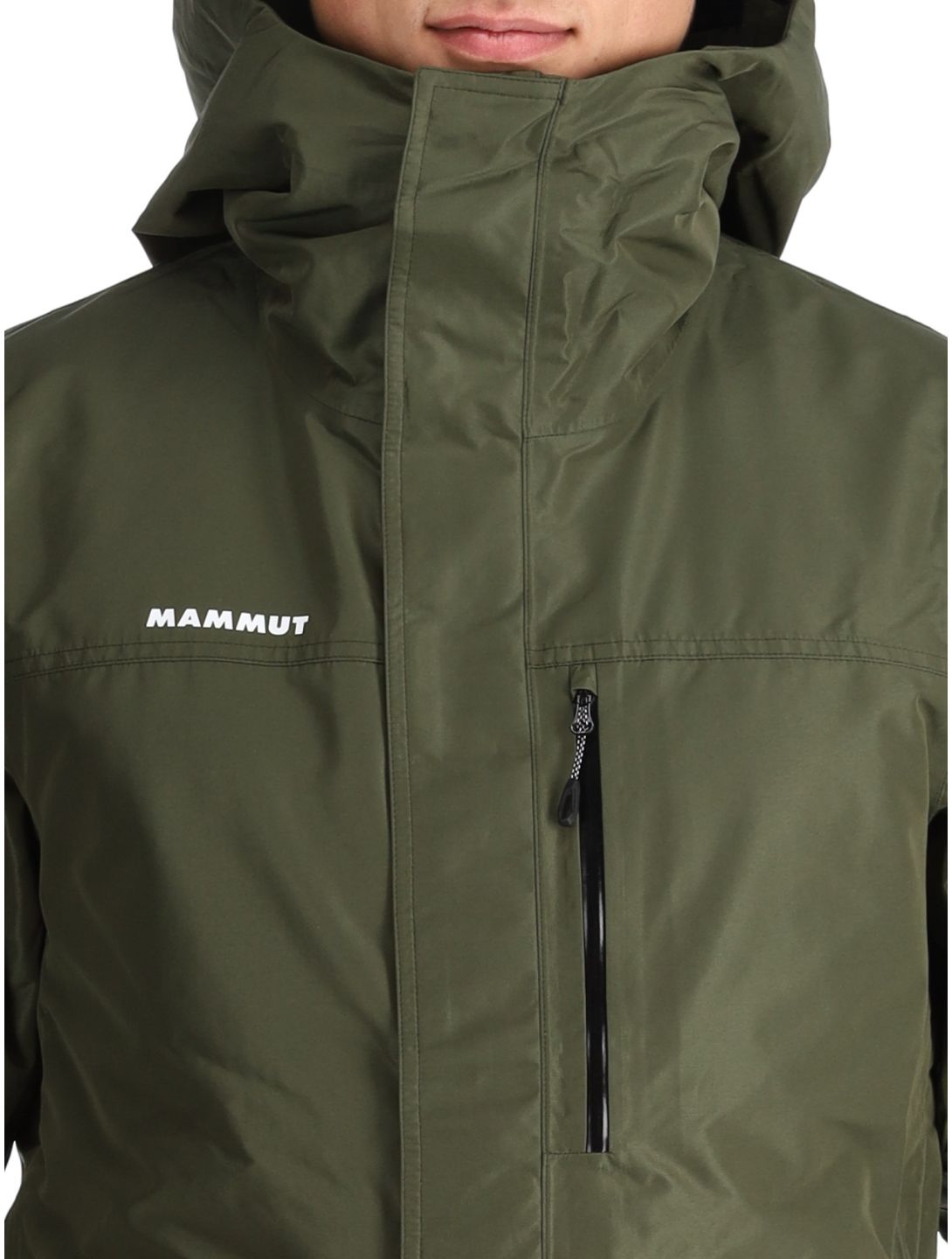 Mammut, Fall Line HS Thermo Hooded ski jacket men Dark Marsh / Black black, green 