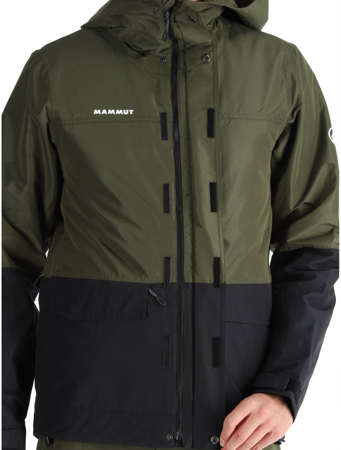 Mammut, Fall Line HS Thermo Hooded ski jacket men Dark Marsh / Black black, green 