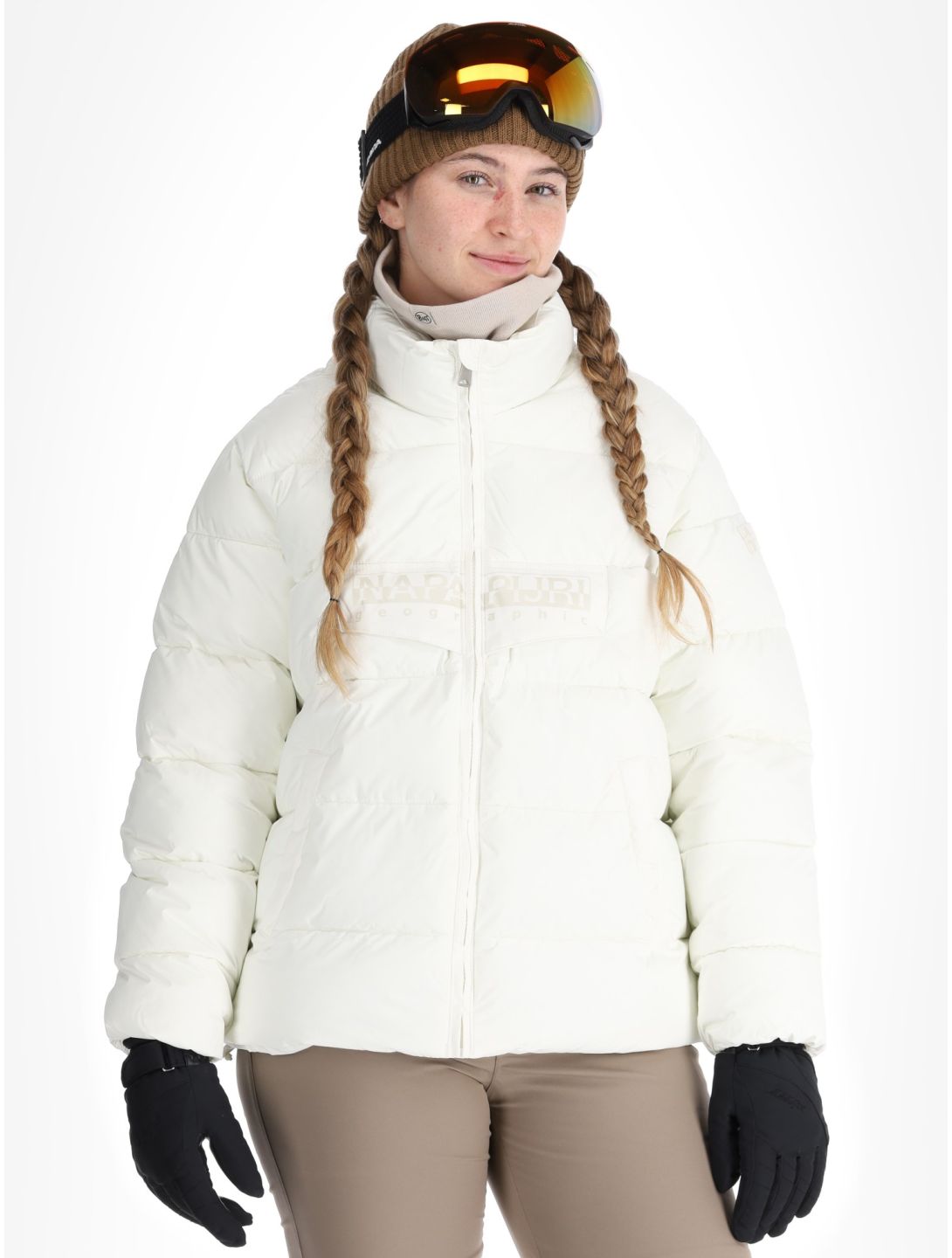 Napapijri, Puffer open W ski jacket women White Heron white 