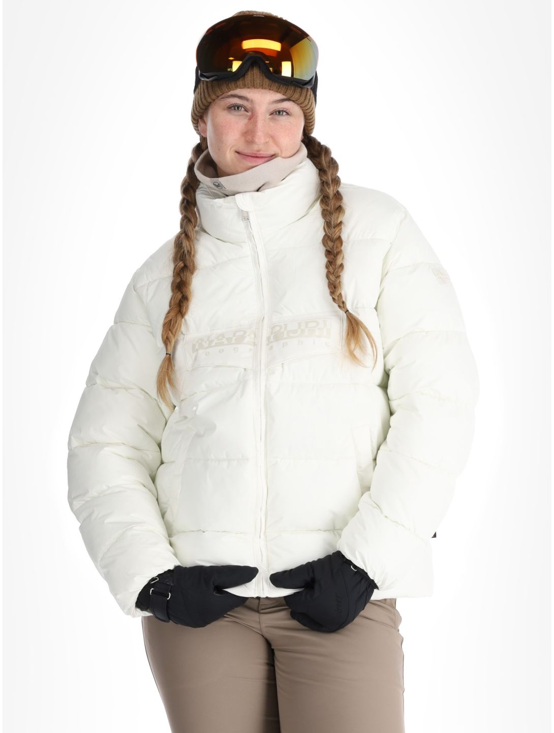 Napapijri, Puffer open W ski jacket women White Heron white 