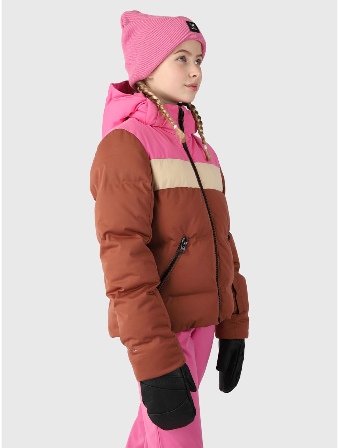 Brunotti, Niagony ski jacket kids Mahoganny brown, pink 