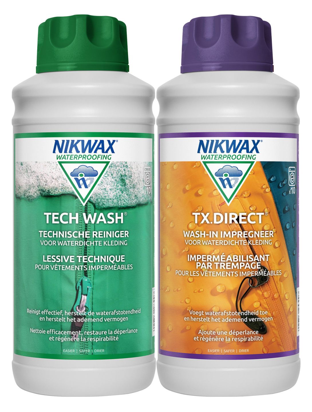 Nikwax, Twin 1 liter tech wash en TX direct cleaning and impregnating agent unisex 