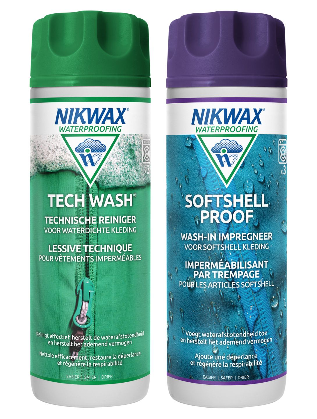 Nikwax, Twin 300ml softshell en Tech wash cleaning and impregnating agent unisex 