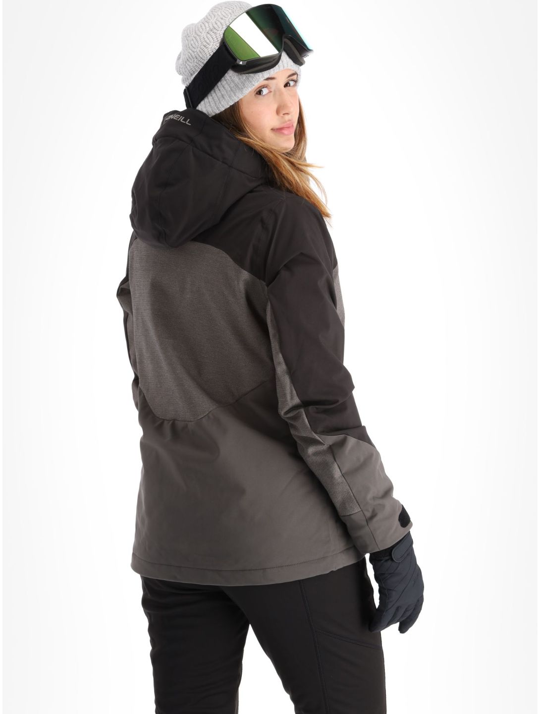 O'Neill, Carbonite ski jacket women Black Out Colour Block black, brown, grey 