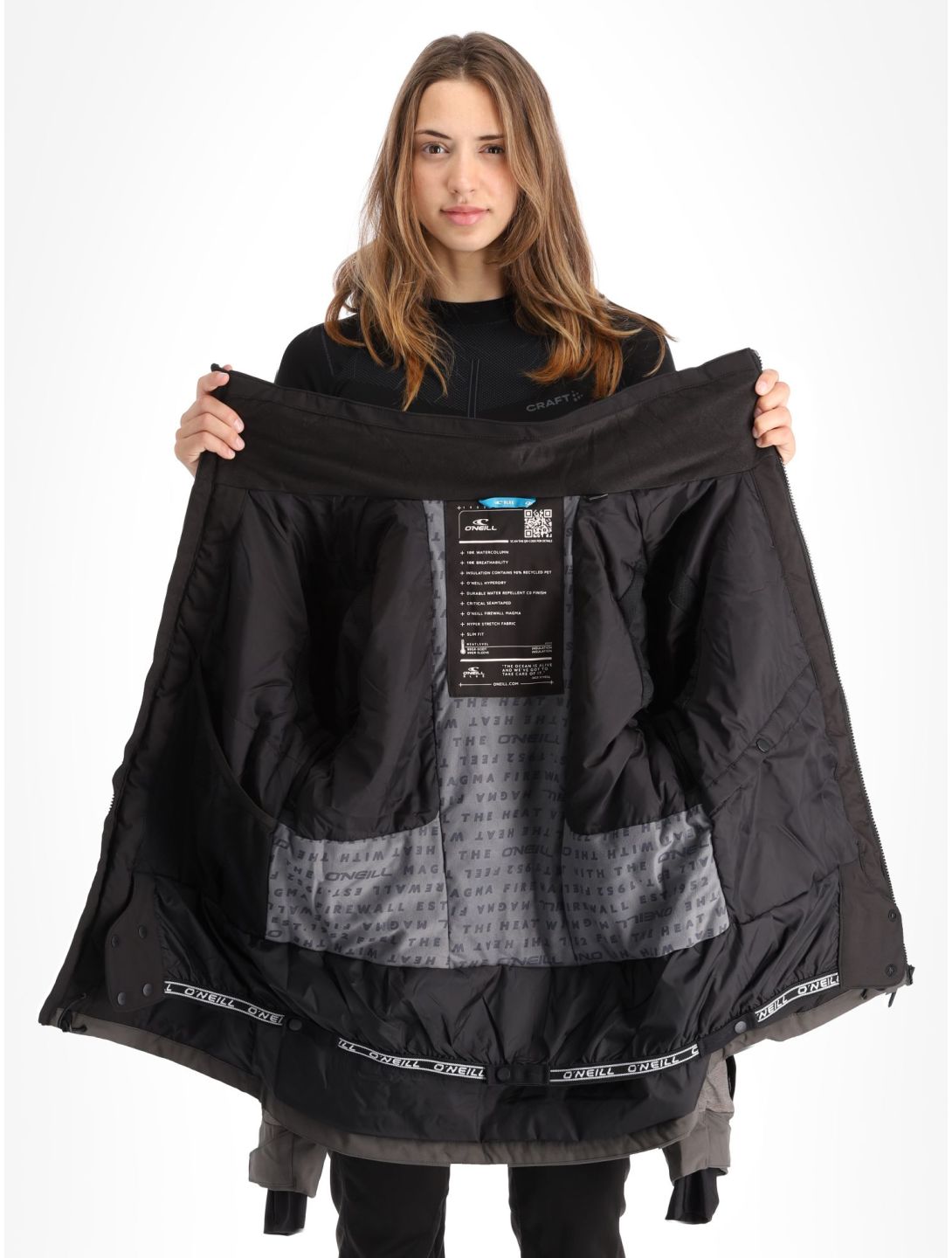 O'Neill, Carbonite ski jacket women Black Out Colour Block black, brown, grey 