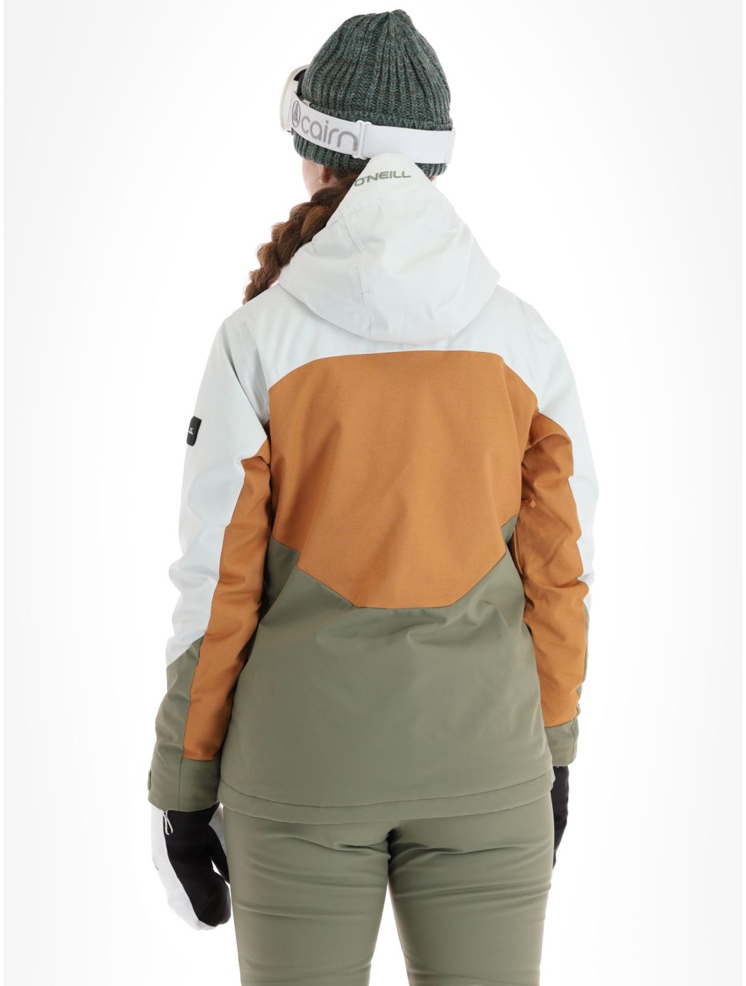 O'Neill, Carbonite ski jacket women London Fog Colour Block brown, green, white 