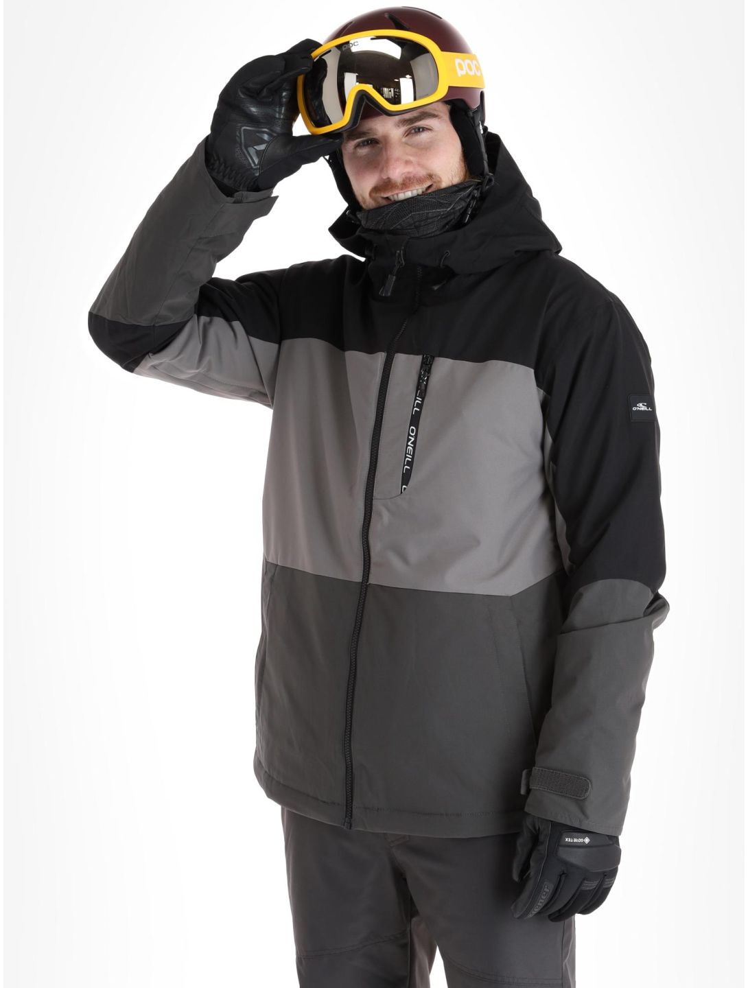 O'Neill, Carbonite ski jacket men Black Out Colour Block black, grey 