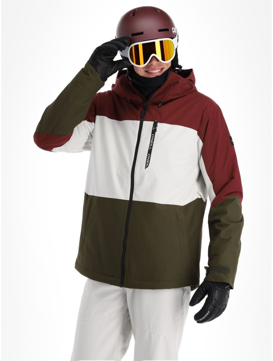 O'Neill, Carbonite ski jacket men Windsor Wine Colour Block burgundy, green, white 