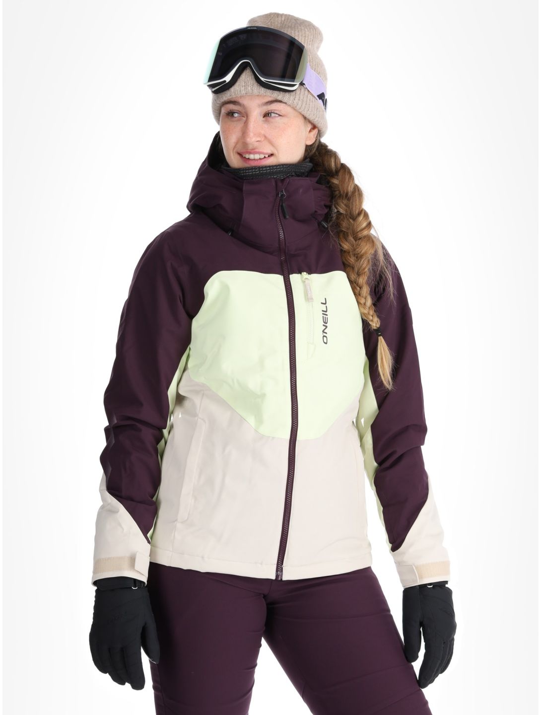 O'Neill, Carbonite Snow ski jacket women Aubergine Colour Block purple, white 