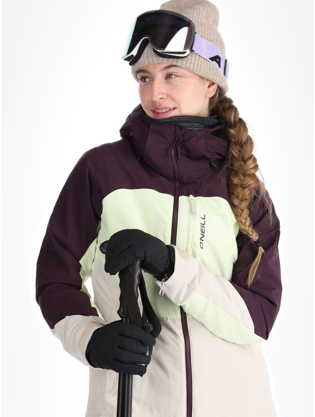 O'Neill, Carbonite Snow ski jacket women Aubergine Colour Block purple, white 