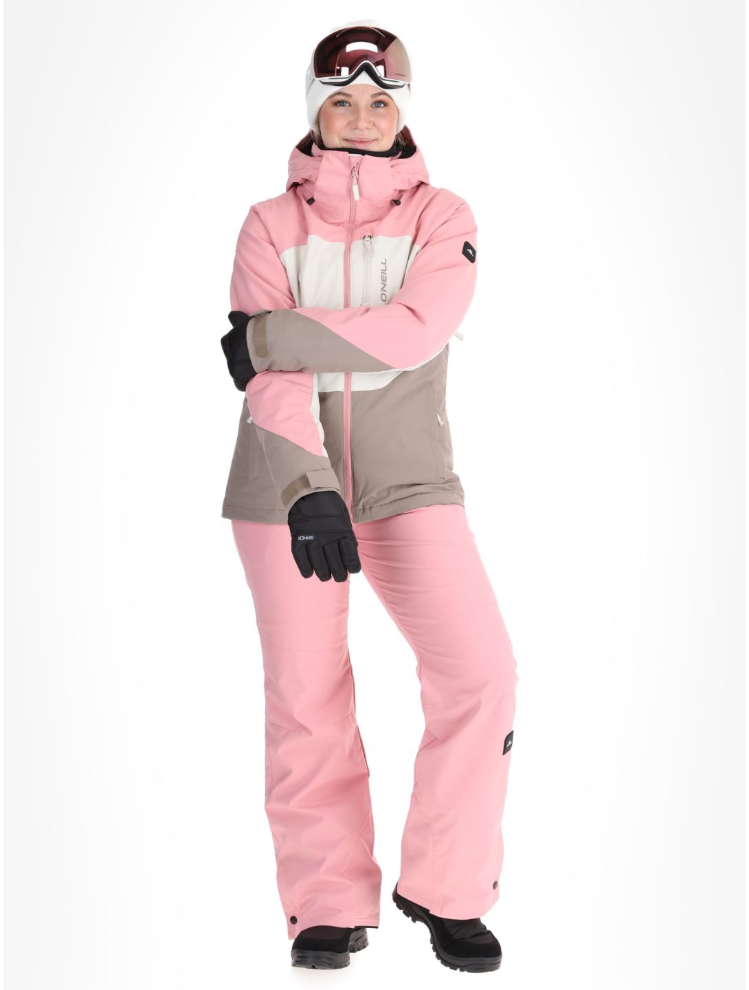 O'Neill, Carbonite Snow ski jacket women Genuine Pink Colour Block brown, pink, white 