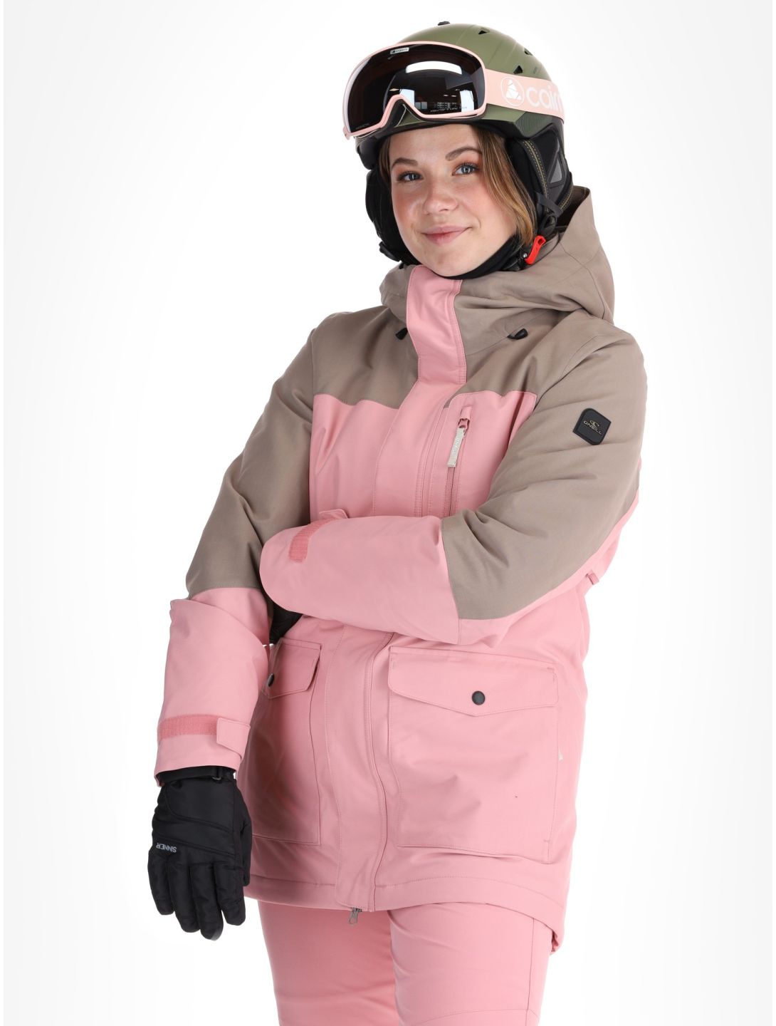 O'Neill, Utility Hybrid ski jacket women Genuine Pink Colour Block brown, pink, white 