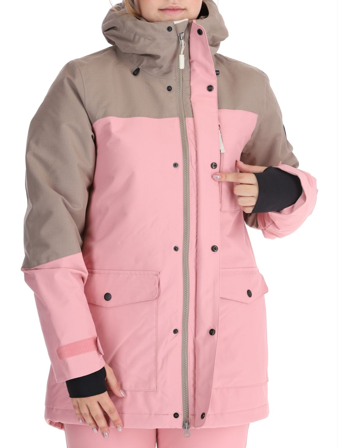 O'Neill, Utility Hybrid ski jacket women Genuine Pink Colour Block brown, pink, white 