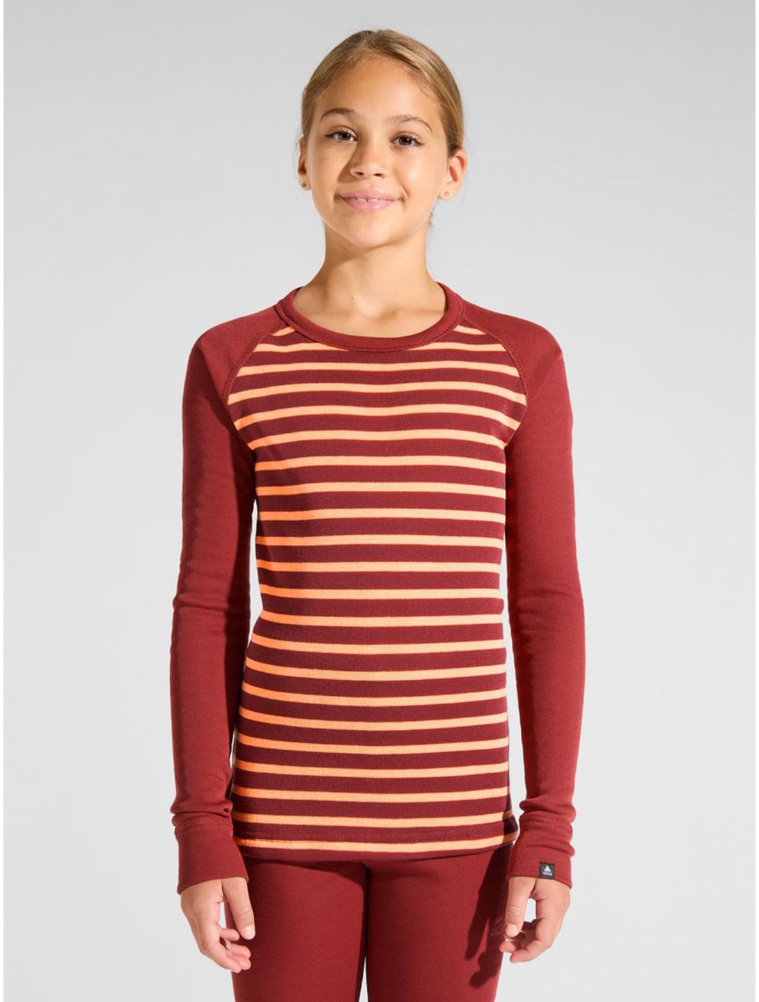 Odlo, Active Warm Eco thermal shirt kids Spiced Apple - Live Wire burgundy 