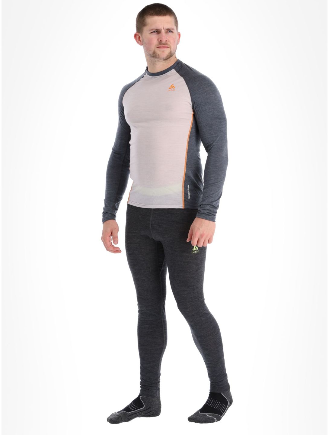 Odlo, Natural Performance PW 150 thermal shirt men Silver Cloud - India Ink Melange grey 