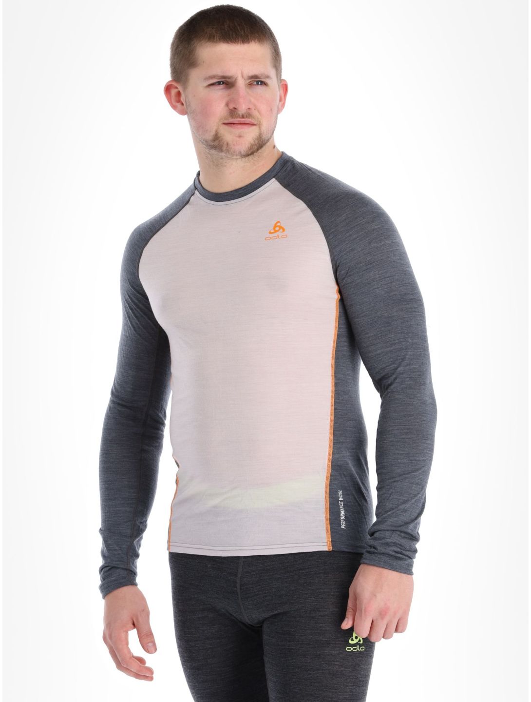 Odlo, Natural Performance PW 150 thermal shirt men Silver Cloud - India Ink Melange grey 