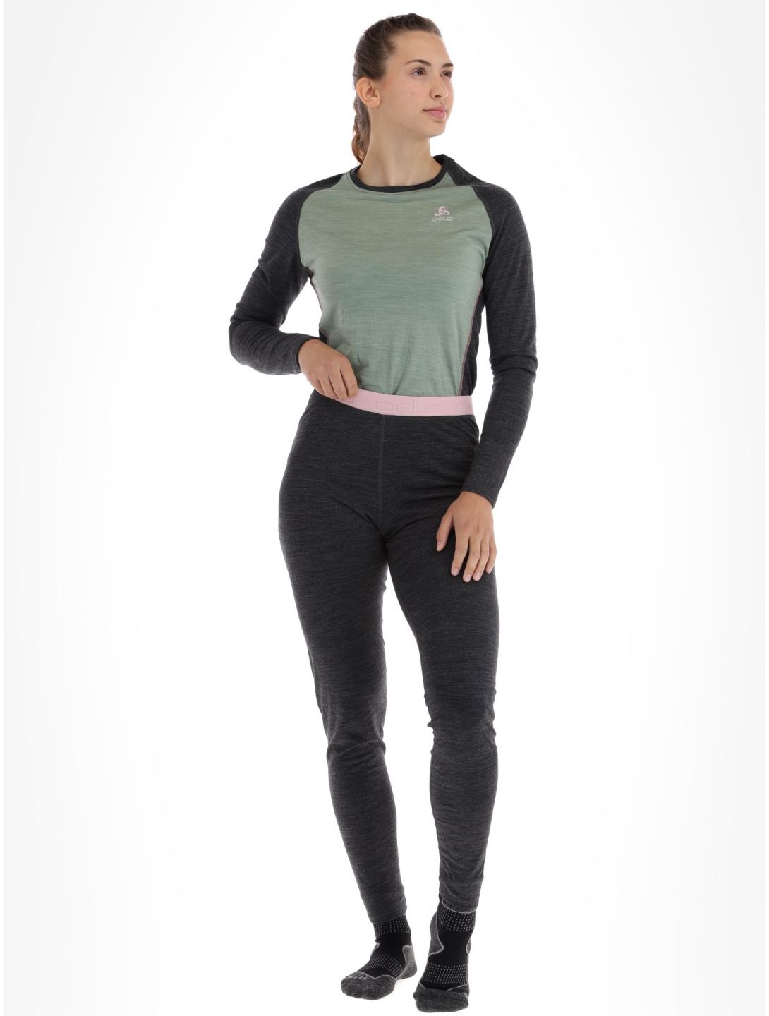 Odlo, Natural Performance PW 150 thermal pants women Dark Grey Melange - Pale Mauve grey 